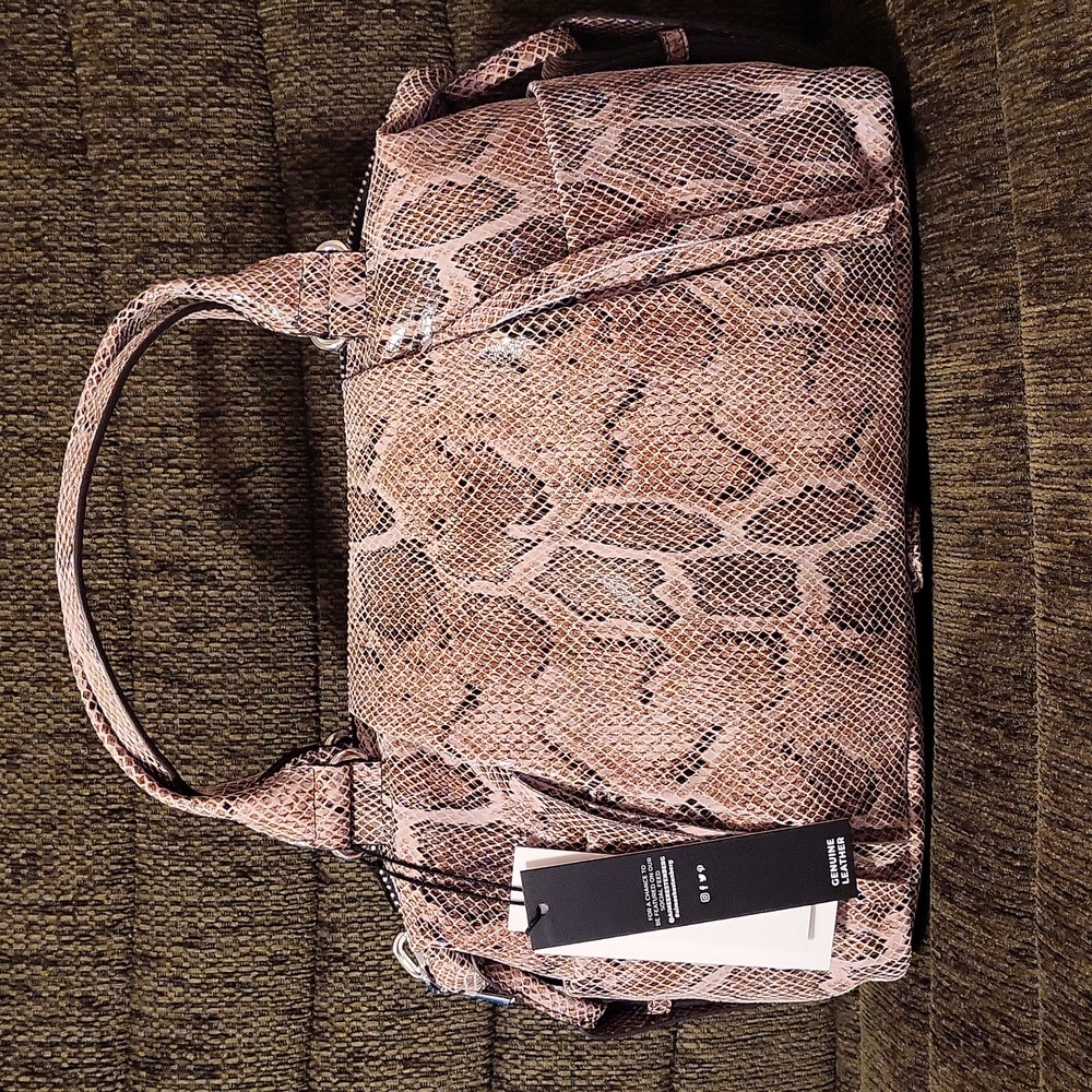 Aimee Kestenberg Pink Snake Print Satchel
